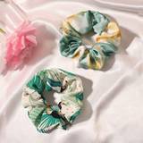 SHEIN 2pcs New Arrival Tie Dye Green Toucan Print Hair Accessories Set Including Headband And Scrunchie For Spring/Summer