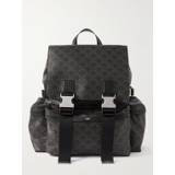 CELINE HOMME - Triomphe Leather-Trimmed Logo-Print Coated-Canvas Backpack - Men - Black