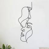 pc Abstract Figure Graphic Wall Sticker Side Faces Graphic Wall Sticker Modern Line Figure Graphic PVC Wall Decal For Home Decoration - Black - one-size