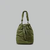 Women Winter Padded Bucket Bags Nylon Handbag Bags - Army Green