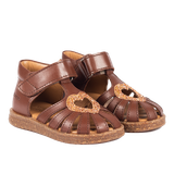 Angulus hjerte sandal med velcro - Terracotta/Manderin Glitter