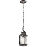 Ashland Bay Udendørs loftlampe i stål og glas Ø15,4 cm 1 x E27 - Antik zink/Klar dråbeeffekt