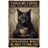 Metal Signs Vintage Funny Touch My Coffee Black Cat Art Poster Tin Signs For Funny Tin Signs Home Bar Kitchen Decoration Sign 8x12 Inch-tin Sign Black Metal Framed