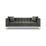 Karoo 3-personers sofa i metal og velour B224 x D85 cm - Guld/Mørkegrå