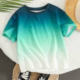 pc Young Boys Casual And Stylish ShortSleeved TShirt Made Of Soft And Comfortable Polyester Fabric Suitable For Spring And Summer With Gradient Color  - Blue - 6Y,7Y,4Y,5Y