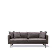 Fredericia Furniture - Calmo 2 Seater 95 Wood Base - Leather3 - Max 96 Dark Brown, Smoked Oak