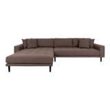 Lido lounge sofa | Brun stof m. sorte ben | Venstrevendt