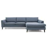 Nordic 3 pers. sofa m/chaiselong - stof/læder - L 294 x D 92/143 x H 81 cm