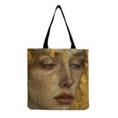 PrintVovage Golden Oil Painting Print Tote Bag  Portable Travel Beach Bag With Large Capacity And Fashionable Artistic Handbag  Casual Canvas Bag Reus - Khaki