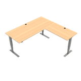 ConSet hæve sænkebord 501-37 - Bøg med sidebord - 80x180 (sidebord 60x100), Sølv - ConSet