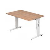Hammer højdejusterbart skrivebord i stål og melamin H65 - 80 x 120 x 80 cm - Hvid/Nød
