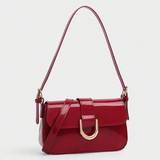 SHEIN Retro Style Wine Red Lacquer Leather Small Square Bag With Buckle, Versatile Shoulder Crossbody Bag For Girls