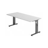 Hammer højdejusterbart skrivebord i stål og melamin H65 - 80 x 180 x 80 cm - Grafitgrå/Grå