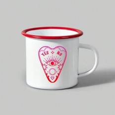 Red Heart  Eye Vintage Ceramic Mug With Red Rim - Red - 350ml