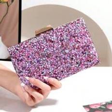 Gorgeous RhinestoneEmbellished Purple Evening Clutch For Women Elegant Mini Square Handbag Perfect For Bridal Weddings Parties And Events - Violet Purple - one-size