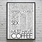 Plakat med Citatcollage - Must Have Coffee