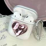 SHEIN Metal Heart Shaped Earphone Case Compatible With Airpods 1/2, Airpods Pro, Airpods 3 And Airpods Pro (2nd Generation)