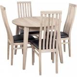 Spisebordssæt Genova spisebord 90-130 cm inkl. 4 Alaska stole - Hvidpigmenteret / sort øko-læder