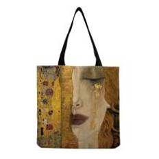 PrintVovage Golden Oil Painting Print Tote Bag For Travel And Beach Large Capacity Fashionable Art Handbag Reusable Shopping Bag - Apricot