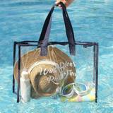 SHEIN 1PC Large Clear Tote Bag, Fashion PVC Shoulder Handbag For Women,Beach Bag Swamming Bag Clear Stadium Bag For Security Travel,Shopping,Sports Trave