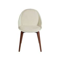 Dan-Form Arch spisebordsstol (Bone white bouclé / vintage white kunstlæder, Valnødbejdset massivt træ)