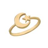 Islamic Allah Crescent Moon Star Ring in 9ct Gold