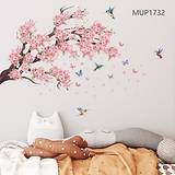 lyserød gren fugle sommerfugle wallsticker kunst decals aftagelig stue soveværelse studie hjem baggrund dekorative klistermærker Lightinthebox
