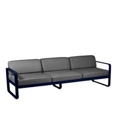Fermob - Bellevie 3 Seater Sofa Graphite Grey Cushions, Deep Blue