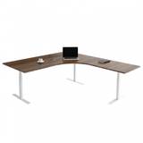 Fast hjørne skrivebord, Størrelse 160 x 200 cm, Bordplade Valnød, Stativ Hvid