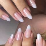 SHEIN Source Factory Direct Sales Cross-Border Europe And The United States Almond Solid Color Gradient White Edge Nail Nail Medium Long Removable Wear Nail