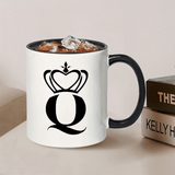 SHEIN Crown And Black Letters Queen Couple Style Coffee Cups ,Ceramics Coffee Mug Gift For Women, Men, Couple,Boyfriend,Girlfriend,Birthday Gift,Christmas G