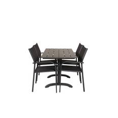 Denver havesæt bord 70x120cm og 4 stole Santorini sort.