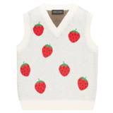 Mini Rodini Strawberry jacquard cotton sweater vest - white - Y 9-10