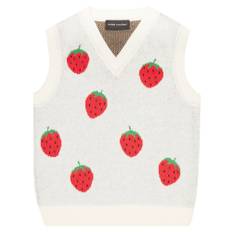 Mini Rodini Strawberry jacquard cotton sweater vest - white - Y 9-10