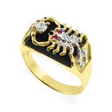 Men's Black Onyx & CZ Scorpion Contemporary Ring in 9ct Gold
