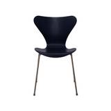 3107 stol, farvet ask midnight blue/brown bronze stel af Arne Jacobsen