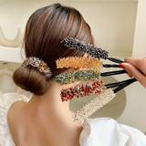 Elegant Crystal Rhinestone Decor Donut Bun Maker Ponytail Holder Hair Accessories For Women And Girls - Create Stylish Hair Buns With Ease