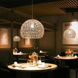 SHEIN Creative Personality Pendant Light For Dining Room, Vintage Bamboo Birds Nest Design, Modern Minimalist, Warm, Romantic, Rattan Craft Lighting Fixture