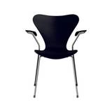 3207 stol m/armlæn, farvet ask midnight blue/krom stel af Arne Jacobsen