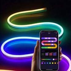 pc MMM RGB Multicolor Neon Rope Light LED Strip Lights With Music Sync DIY Design APP Remote Control RGB Multicolor Chasing Strip Tape Neon Lights For - 1M,2M,3M