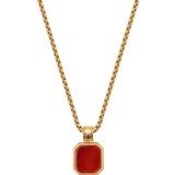 Gold Plated Necklace With Square Red Agate Pendant Str "26""" - Halskæder hos Magasin
