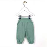 Cargo bukser i tre farver med blonder -økologisk bomuld - baby - GOTS, 92/2 år. / Dusty Green