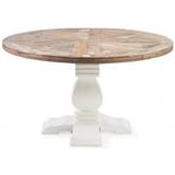 Rundt spisebord i genanvendt elmetræ Ø140 cm - Antik hvid/Natur