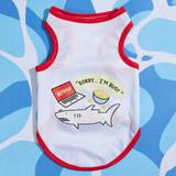 SHEIN Summer Red & White Cute Contrast Color Printed Pet Vest With Shark Design 1pc