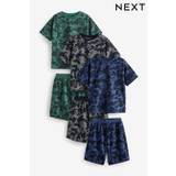 Blue/Grey/Green Camouflage Short Pyjamas 3 Pack (3-16yrs)