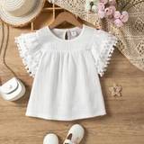 Wedding Diary Young Girls Casual DoubleLayered Chiffon Fringed Blouse Perfect For Festivals Parties And Vacations Summer - White - 6Y,7Y,4Y,5Y