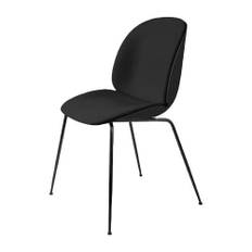 GUBI Beetle Dining Chair Frontpolstery SH: 43,5 cm - Black GUBI Leather/ Chrome stel