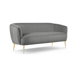Moss 3-personers sofa i metal og velour B179 cm - Guld/Mørkegrå