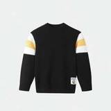 Annil Childrens Clothing Boys Mid Neck Cotton Jersey Autumn and Winter Mid sized Childrens Versatile Sweater Knit Top - Black - 110,120,130,140,150,160,170