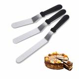SHEIN Icing Spatula 3 Pcs Angled Stainless Steel Cream Spatula Curved Angled Offset Blade Professional Frost Palette Knife Set With Lightweight Plastic Hand